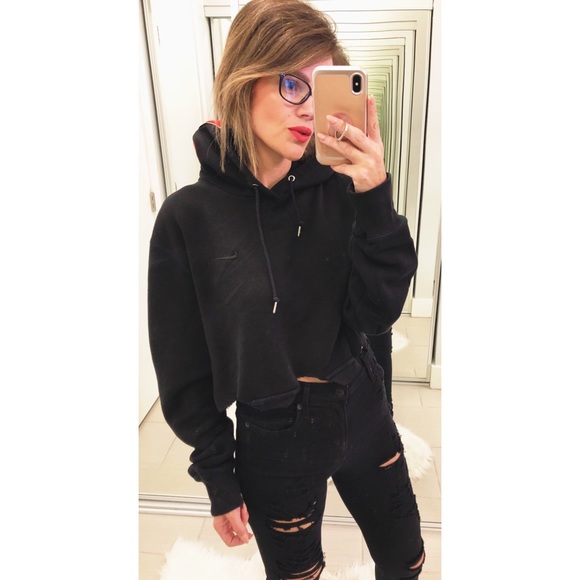 LF Tops - LF Furst of a Kind Nike Upcycled Crop Hoodie